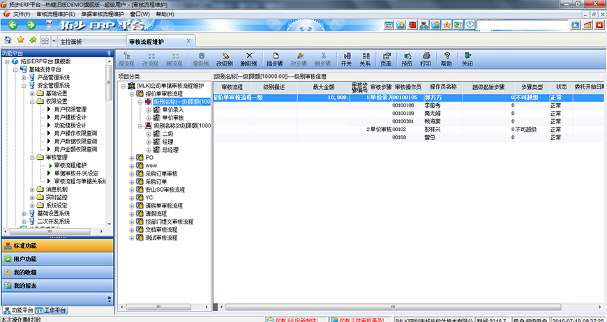 拓步ERP審核流程設置