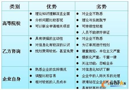 信息化規劃方的優劣勢分析