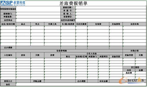 差旅費的打印樣式