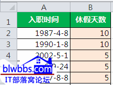 excel 年休假