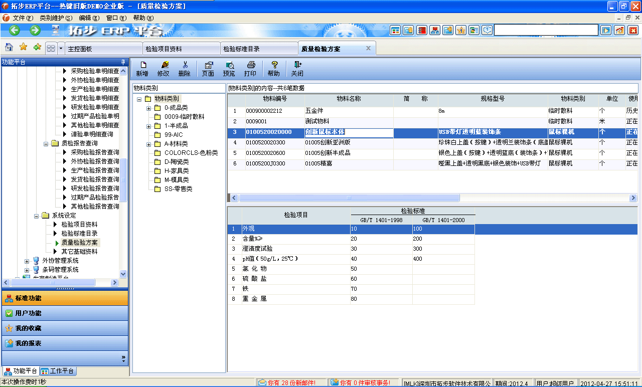 m.sdyuan.com拓步ERP系統(tǒng)、進(jìn)銷存管理軟件、財(cái)務(wù)管理軟件、倉庫管理軟件、銷售管理軟件、生產(chǎn)管理軟件、文檔管理軟件、企業(yè)管理軟件專業(yè)資訊網(wǎng)--質(zhì)量檢驗(yàn)方案
