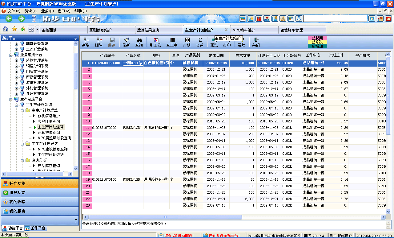 m.sdyuan.com拓步ERP系統(tǒng)、進(jìn)銷存管理軟件、財(cái)務(wù)管理軟件、倉庫管理軟件、銷售管理軟件、生產(chǎn)管理軟件、文檔管理軟件、企業(yè)管理軟件專業(yè)資訊網(wǎng)--主生產(chǎn)計(jì)劃維護(hù)