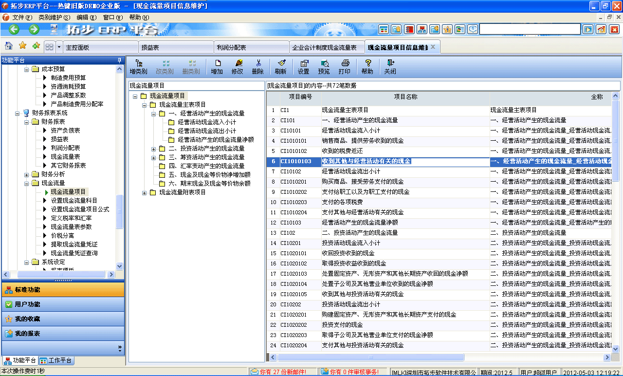 m.sdyuan.com拓步ERP系統、進銷存管理軟件、財務管理軟件、倉庫管理軟件、銷售管理軟件、生產管理軟件、文檔管理軟件、企業管理軟件專業資訊網--現金流量項目