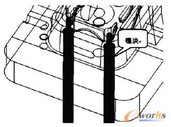 修剪完成頂桿式鑲塊
