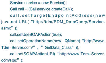 調用的Web Service服務及方法使用的URL等參數