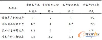 表5 客戶洞察能力專重要性權值