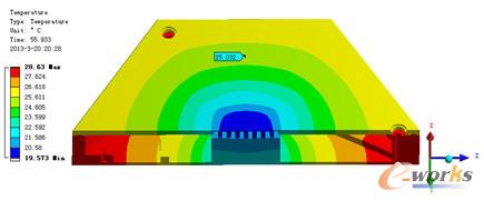 指定點溫度降至25℃時外表面溫度云圖