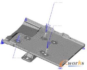 圖5 根據(jù)底盤組在跌落過程中的受力情況簡化之后的優(yōu)化模型