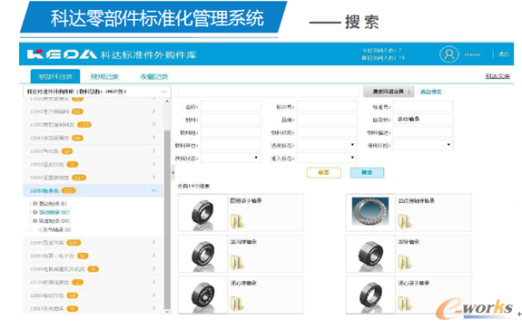 圖11 科達零部件標準化管理系統搜索功能