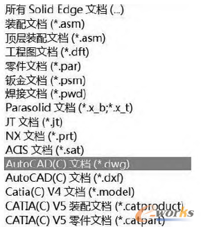 圖8 Solid Edge支持的數據格式