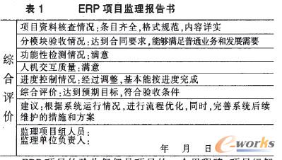 ERP項目監(jiān)理報告書